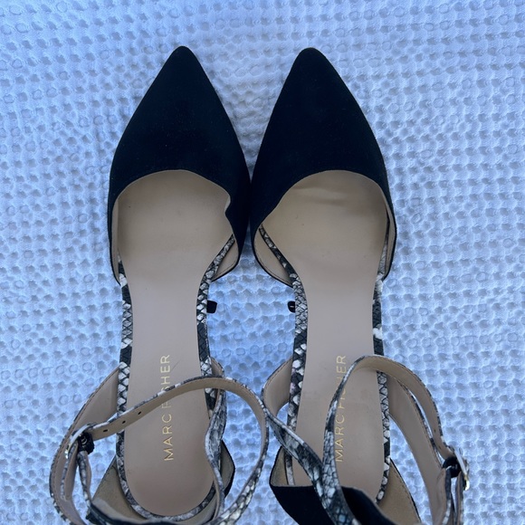 Marc Fisher Heels Womens 6 1/2 Casual Slip On Pumps Black Suede Pointed Toe - Picture 4 of 7